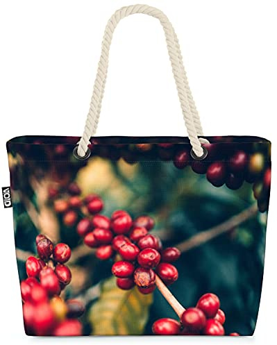VOID Kaffebönor kaffeväxt strandväska shopper 58 x 38 x 16 cm 23 L XXL shoppingväska väska resväska strandväska