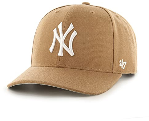 '47 MLB New York Yankees Cold Zone MVP DP Unisex-Baseballkappe, Verstellbar, Hochwertiges Design, White Logo, Camel