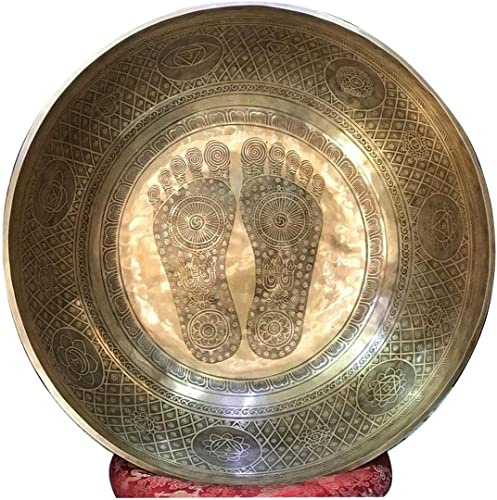 Sanskar Nepal Large Singing Bowl - 21 Inches in Diameter - Foot Singing Bowl to Stand In Etched by Artisans from Nepal - For Healing, Sound Bath, Yoga, Relaxation, and Meditation