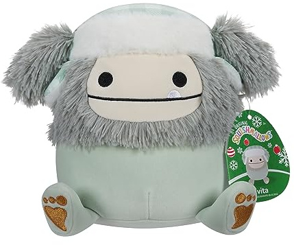 Squishmallows Original 7.5-Inch Evita the Grey Bigfoot with Trapper Hat Small-Sized Ultrasoft Plush