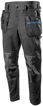 Högert Technik - WURNITZ Elastische Schutzhose dunkelgrau 3XL (58) | Professionelle WURNITZ Herren Schutzhosen | Arbeitshose Herren Arbeitshose mit Kniepolstertaschen Langlebig und komfortabel