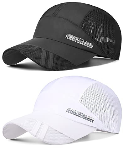 TAGVO Mesh Baseball cap, 2 Pack Summer Mesh Traspirante Quick Drying Sun Hats Unisex Running Visor cap con Fibbia Regolabile Chiusura