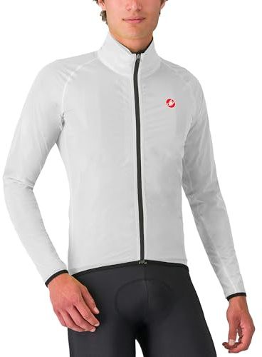 CASTELLI Menâs Squall Shell Jacket, Full Waterproof, Windproof Lightweight Reflective Jacket, Road Cycling & Gravel Biking - Silver Gray/Black - Large