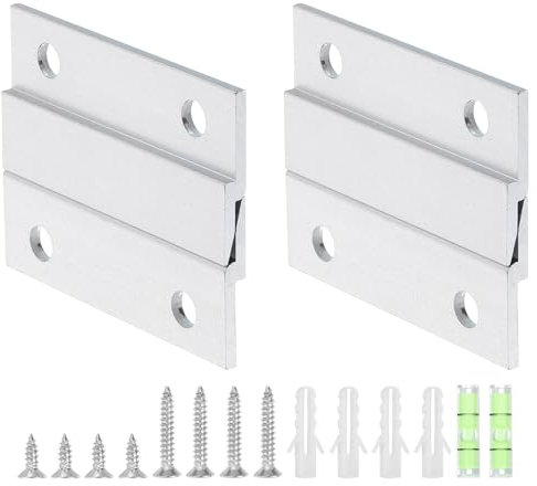 sourcing map 2 Paar französische Bilderaufhänger, 5,1 cm, robustes Aluminium, Z-Stange, ineinandergreifende Wandhalterung, Aufhänger-Set zum Aufhängen von Spiegel-Bilderregalen