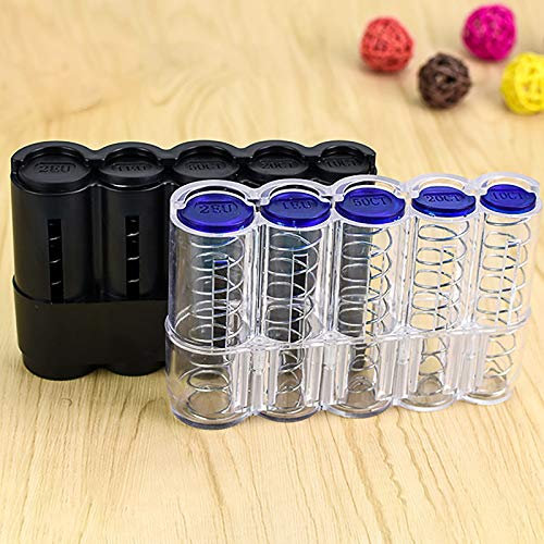 Miawtro 5-Loch-Euro-Münzbox, Große Kapazität Kleingeld Sortierer Mit Federn, Sichtbar Seitenlochbohrung Münzspender Euro, Kleingeld Sortierer for Kellner, Taxifahrer Und Marktverkäufer