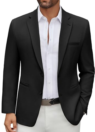COOFANDY Men's Casual Blazer Regular Fit Lightweight Two Button Sport Coat Suit Jacket Black