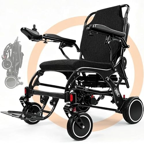 VOCIC V81 Carbonio Sedia a rotelle elettrica pieghevole leggera per anziani,28 KM Carrozzina elettrica doppia batteria,Pneumatici in PU per tutti i terreni,Aeromobile idoneo al volo|5 anni di garanzia