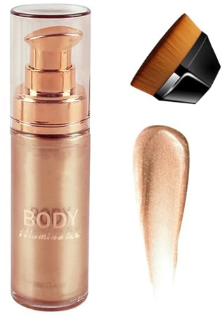 Body Shimmer Oil - Shimmer Body Lotion - Liquid body Glitter Highlighter Makeup - Hydrating Shimmering Rose Gold Spray - Sparkly Glaze Bronzer Non-sticky for Beach, Stage, Daily Makeup