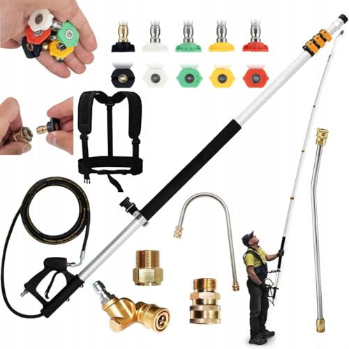 Rosfix Teleskoplanze – 1,5 m bis 7,3 m aus Aluminium | 4000 PSI, max. Druck 275 bar | Kompatibel mit Kärcher HD, HDS | Profi-Hochdruckreiniger-Zubehör