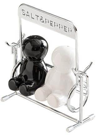 Salero y pimentero de cerámica con diseño de tapa oscilante, a prueba de fugas, decoración para encimeras de cocina, decoración para cocinar en casa, esencial, fácil de llenar, botellas de especias de