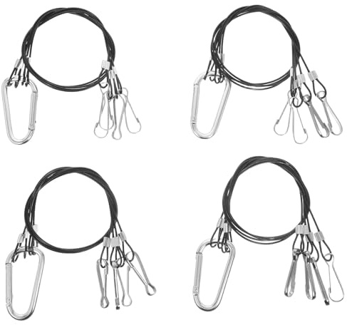 NIYANGLE 4 Pezzi Ganci in Acciaio Inox per Corde Sospese da 20X500Mm Supporto per Lampade da Coltivazione a LED e Cestini per Piante Accessori per Sospensione Sicura in Acquari e
