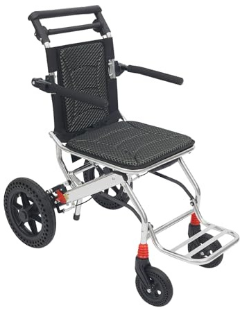 TaNeHaKi Silla de ruedas plegable,Sillas de ruedas de transporte para adultos con reposabrazos giratorios de 270° y reposapiés, soporta hasta 100 kg, bolsa grande, ligera y portátil, para viajes