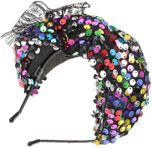 OUNONA Fascinator Retrò Paillettes e Fascia Elastica Copricapo per Donna Taglia Unica Accessorio Chioma per Tea Party Matrimonio e Cerimonie Elegante