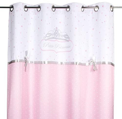Atmosphera - Cortina Infantil 'Princesse Ruban' - Rosa y Blanco 140 x 260 cm