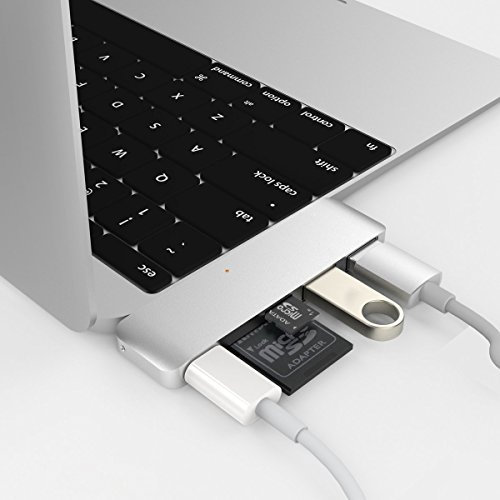 Hyper drive Usb Type-C 5-In-1 Hub W Pass Through Charging For 12 Macbook, Chromebook - Silver