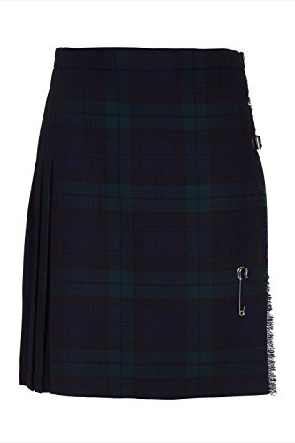 Oxfords Cashmere 100% Wolle Kurzer Kilt für Damen, Black Watch, 40
