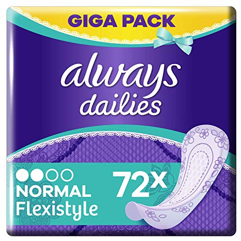 Always Dailies Women's Flexistyle Normal Pantiliners (72 Pads) Giga Pack, Suitable for All Panty Shapes
