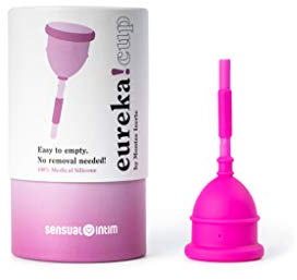 EUREKA! Cup | Coppetta Mestruale | Realizzato con Silicone Medico al 100% | L'unica Coppetta Mestruale Svuotabile Senza Rimuoverla | Riutilizzabile e Facile da Pulire (XL)