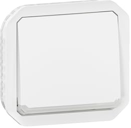 LEGRAND, Plexo New 069612L Wet Room Surface-Mounted 1-Way Toggle Switch with Control Function, Integrated Indicator Light, 10 Amps, 250 Volts, IP55 - IK07, Colour: Ultra White