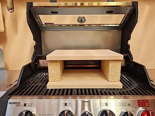 Pizzaofen mit Backofenschamotte für Gas-Kohlegrill für Flammkuchen, Pizza uvm. (40 x 30 x 3 cm)