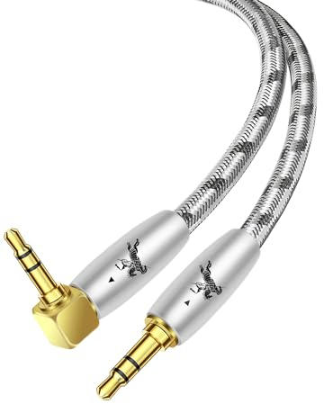 Impeto Cavo Jack 3.5 a Jack 3.5 maschio maschio Cavo Aux 3.5mm 90 gradi hifi Alta qualità audiofilo in Nylon Compatible con iPhone, iPad, Smartphone, Laptop, Autoradio, MP3 (0.5M)