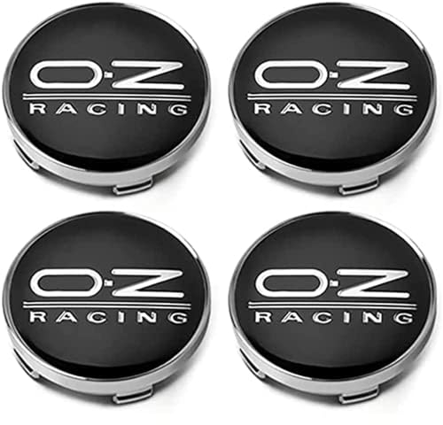 BIRNN 4 Stück Auto Nabendeckel für OZ Racing 60mm, Nabenkappen mit Logo Radnabenkappen Wasserdicht Staubdicht Anti Rost Felgendeckel Auto Accessoires, B Black2