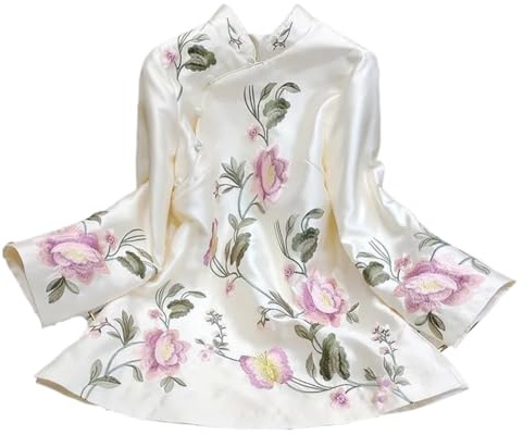 LIXINGHEITANG Camisa de traje estilo nacional, tradicional, elegante, blusa china para mujer, talla grande, holgada, Hanfu, blanco, Large