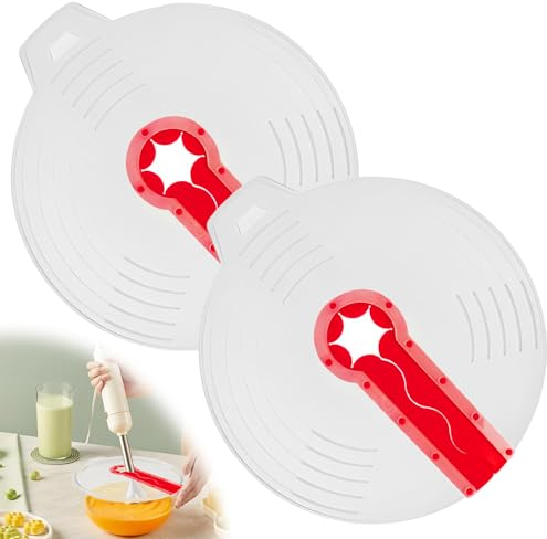 Asfrode 2 paraspruzzi, 31 x 34 cm, paraspruzzi per ciotola di miscelazione, in silicone, universale, paraspruzzi in silicone, coperchio per montare uova e panna montata
