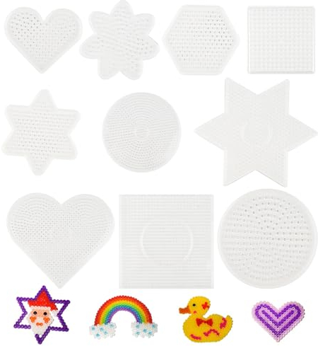 lahnao 10 Stück Bügelperlen Platten, 5 mm Steckplatten, Bügelperlen Vorlagen in vielen Formen, Steckperlen Platte Set für DIY Prozess Manuelle Erstellung