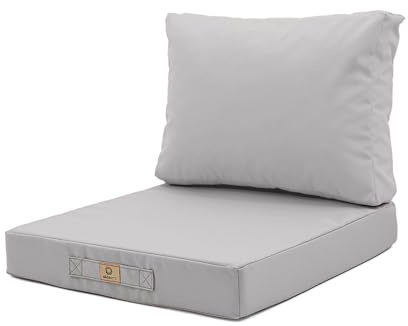 deco arts Coussins pour Salon de Jardin Déhoussable - Coussins extérieur - 50x50 cm - Coussin de Remplacement pour Fauteuil, Banc & Chaise d'extérieur - Imperméable & Confortable - Gris Galet