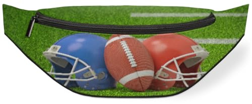 Riñonera de fútbol americano y cascos para mujeres, hombres, niñas, niños, riñoneras de fútbol, riñoneras, bolsa de cinturón para viajes, deportes y correr, color, M