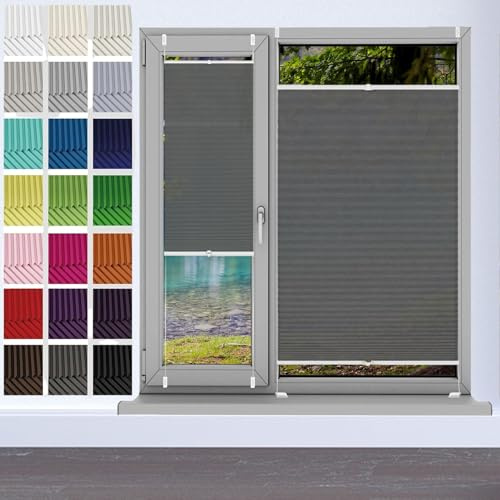 Estor Enrollable Día y Noche sin Taladrar 20 x 65 cm, Noche y Día, Translúcido y Oscurecido, Estor Plegable sin Varillas Estor, Cortina de Oscurecimiento, para Ventanas, Puertas, Gris