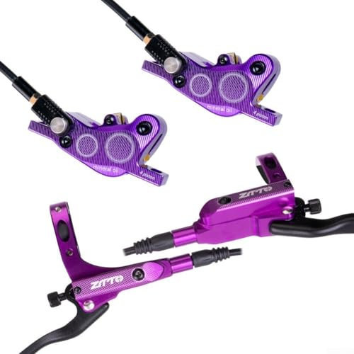 Freno a disco idraulico a pistone, set di freni idraulici con lega di alluminio, set per mountain bike per biciclette a disco a 4 spinte (viola)
