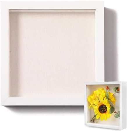 YOYEAH Cornice Profonda 3D da riempire, 20 x 20 cm, Cornice per Corona Alloro Laurea, Cornice Profonda Riempibile, Quadrata, Cornice 3D, Riempire Fiori Secchi, Fonchiglie, Sabbia, Biglietti