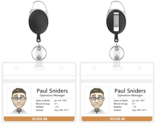 Mecool 2 Pcs Retractable Badge Holders Clear Waterproof Plastic Card Holder | Lanyard Retractable Badge Reel with Carabiner Belt Clip for Key Ring Cord, Photo Card