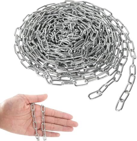 Catena in acciaio inossidabile 304, 10 metri di lunghezza, 3 mm, resistente, catena di sicurezza in metallo per recinzione, cancello, porta, bicicletta, altalena, serratura di sicurezza