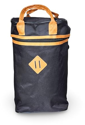 Zaino Borsa Matero Argentino Tradizionale, realizzato in tessuto nero con dettagli in ecopelle marrone, con capacità per Thermos da 1 litro e 500 ml, Matera Premium, Nero , M