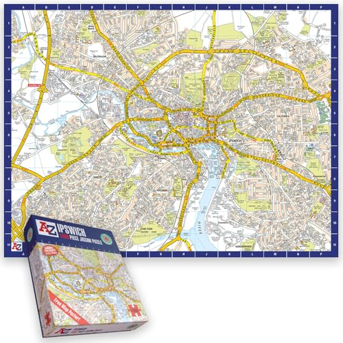 Great Britain A-Z Map of Ipswich 1000 Piece Jigsaw Puzzle – Exclusive Street Map – Includes Guide Print & City Index – Nostalgic Gift Mapping Fun for Adults