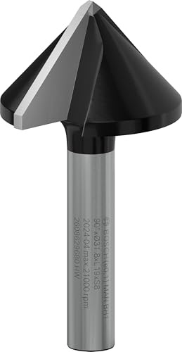 Bosch 1x Fraise à rainurer en V pour défonceuse PRO (pour Bois résineux, Bois dur, Ø 31,8 mm, Professional Accessoire Défonceuse manuelle, Fraise à araser)
