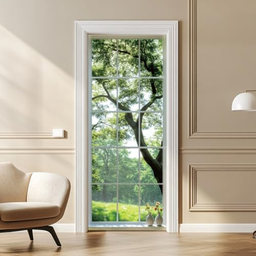 arricraft 2 hojas de adhesivos autoadhesivos para puerta, 80 x 200 cm, murales de puerta con temática de alféizares de ventanas, calcomanías de PVC extraíbles, decoración para el hogar, dormitorios