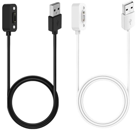 2 stycken magnetiska laddningskablar för Xplora X6 Play/X6 Pro, USB ersättning laddare kabel bärbar magnetisk anslutning laddkabel smartklocka tillbehör svart och vit 1 m