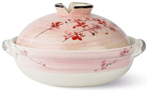 Olla de barro, Olla caliente de cerámica colorida, cazuela resistente al calor con tapa, olla barro redonda pequeña, arrocera for fideos sopa guisada(2.4L)