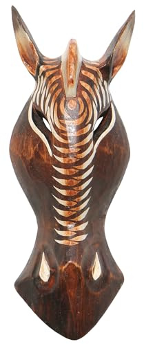 Wogeka - 30 cm Antílope Gacelle Animal Mascarilla - Hecho a mano de madera como idea de regalo para decoración, talla de Bali, máscara de África 111