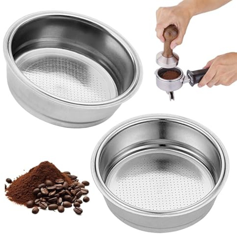 LAKJUOZ 2 Pezzi Filtro Per Caffè In Acciaio Inossidabile, 51Mm Filtro Macchina Caffe Cestello Per Filtro Pressurizzato A Doppio Strato, Riutilizzabile Per Macchina Da Caffè Esspesso