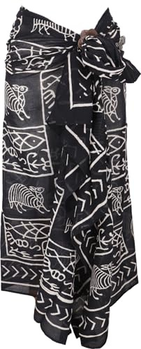 Guru-Shop, Tela Delgada, Pareo, Tapicería, Envolvente, Sarong Vestir 42, Negro, Algodón, Tamaño:One Size, 170x110 cm, Toallas Impresas