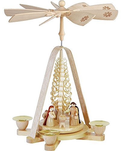 Pyramide de Noël scène de la Nativité, hauteur 28 cm, Erzgebirge originale de Richard Glaesser