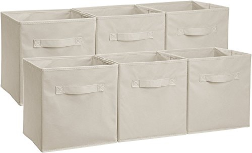 BRIAN & DANY Foldable Storage Cube Basket Bin, Set of 6, Beige, 31 x 31 x 31 cm