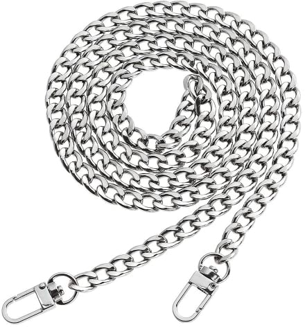 HO2NLE Taschenkette Silber 120cm Schulterriemen Taschenriemen Kette Schultergurt Tasche Kettenriemen Taschenkette für Damen Handtasche Umhängetasche