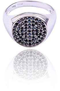 Remo Gammella Anello Chevalier Donna. Anello da MIGNOLO Tondo Argento 925 ZIRCONI Neri Misura 10 A 20 (16)