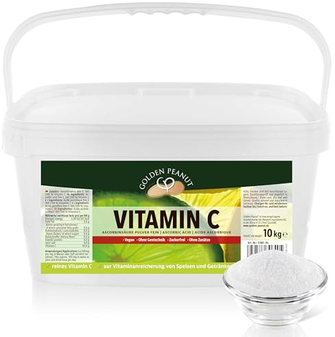 GOLDEN PEANUT Vitamin C Pulver 10 kg reine Ascorbinsäure ohne Zusätze hochdosiert vegan und ohne Gentechnik